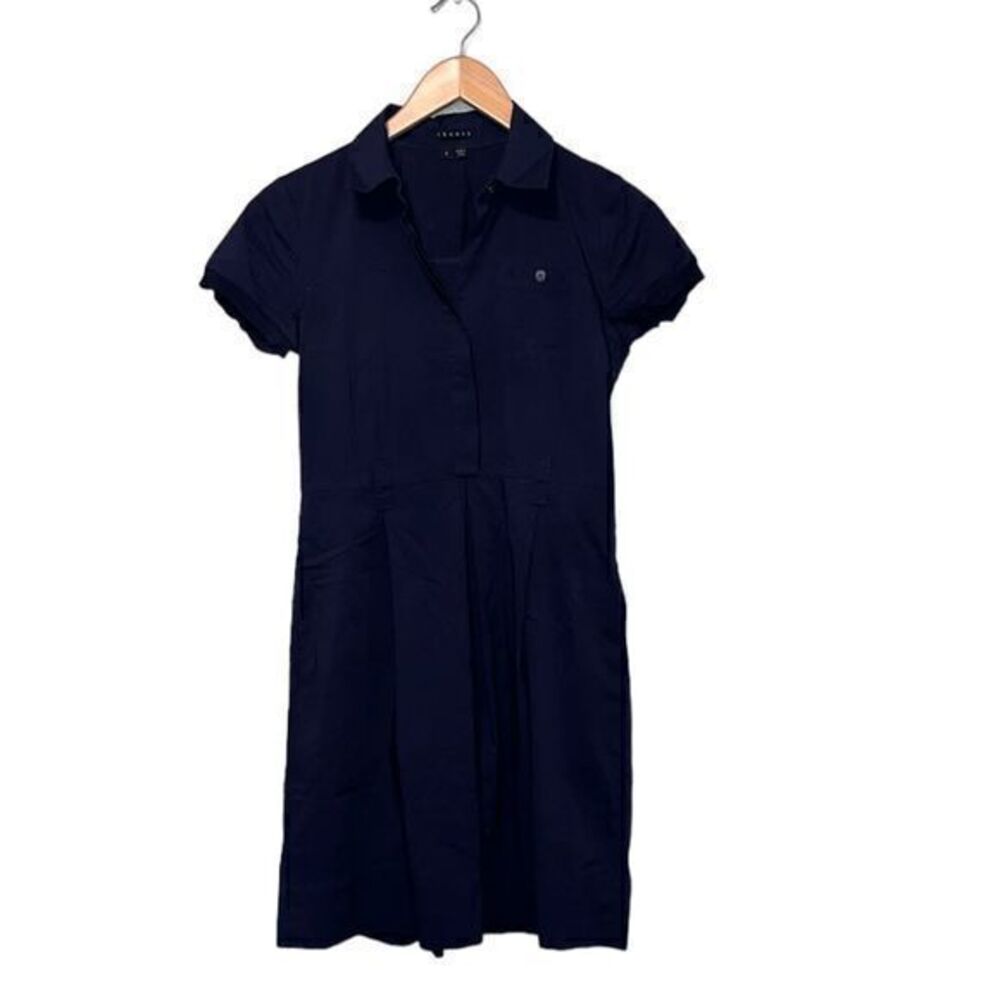 Theory Blue Canvas Safari Shirt Dress Knee Length Size 4 All Seasons